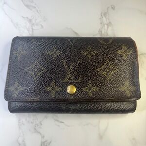 Louis Vuitton Monogram Canvas Tresor Wallet Vintage Brown Made in USA